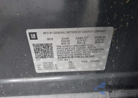 2019 Chevrolet Equinox Lt from USA, damaged, VIN 2GNAXUEV6K6136369